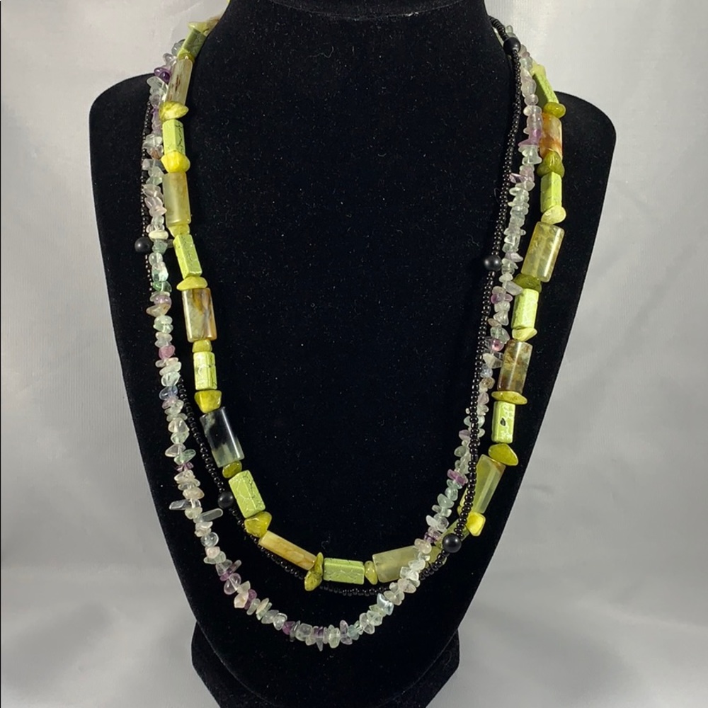 Multi-strand multi-wear gemstone & glass necklace - Picture 2 of 3
